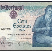 100 Escudos 1981 Bocage 24/02/1981, 100$00 Cem Escudos 24/02/1981 Chapa:8 Banco de Portugal, (C), Pick 178b