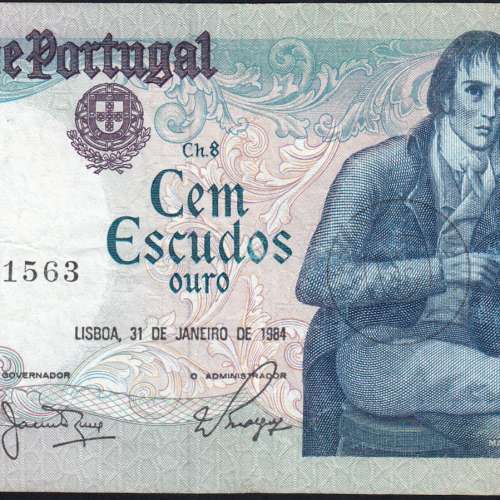 100 Escudos 1984 Bocage 31/01/1984, 100$00 Cem Escudos 31/01/1984 Chapa:8 Banco de Portugal, (C), Pick 178c