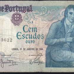 100 Escudos 1984 Bocage 31/01/1984, 100$00 Cem Escudos 31/01/1984 Chapa:8 Banco de Portugal, (C), Pick 178c