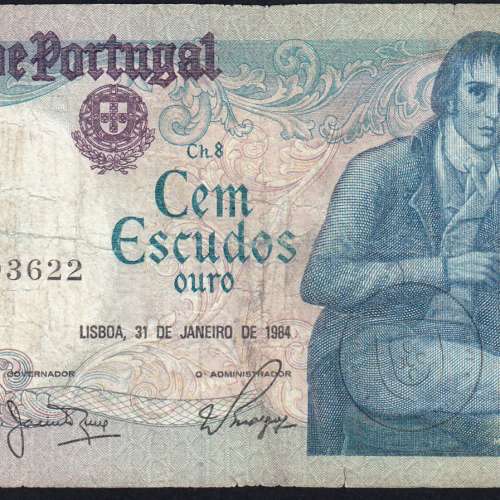 100 Escudos 1984 Bocage 31/01/1984, 100$00 Cem Escudos 31/01/1984 Chapa:8 Banco de Portugal, (C), Pick 178c