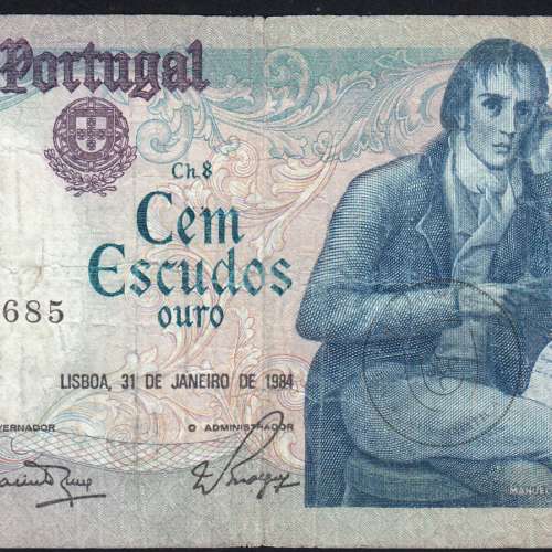 100 Escudos 1984 Bocage 31/01/1984, 100$00 Cem Escudos 31/01/1984 Chapa:8 Banco de Portugal, (C), Pick 178c