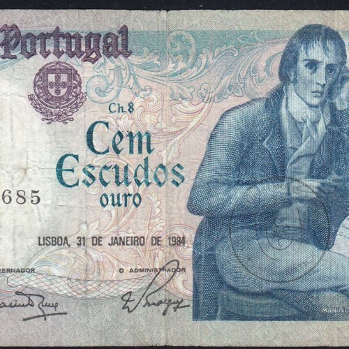 100 Escudos 1984 Bocage 31/01/1984, 100$00 Cem Escudos 31/01/1984 Chapa:8 Banco de Portugal, (C), Pick 178c