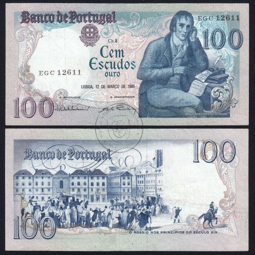 100 Escudos 1985 Bocage 12/03/1985, 100$00 Cem Escudos 12/03/1985 Chapa:8 Banco de Portugal, (C), Pick 178d
