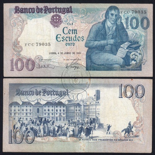 100 Escudos 1985 Bocage 04/06/1985, 100$00 Cem Escudos 04/06/1985 Chapa:8 Banco de Portugal, (C), Pick 178e