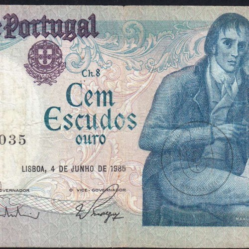 100 Escudos 1985 Bocage 04/06/1985, 100$00 Cem Escudos 04/06/1985 Chapa:8 Banco de Portugal, (C), Pick 178e