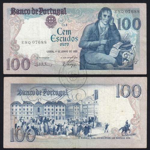 100 Escudos 1985 Bocage 04/06/1985, 100$00 Cem Escudos 04/06/1985 Chapa:8 Banco de Portugal, (C), Pick 178e