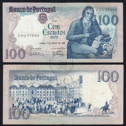100 Escudos 1985 Bocage 04/06/1985, 100$00 Cem Escudos 04/06/1985 Chapa:8 Banco de Portugal, (C), Pick 178e
