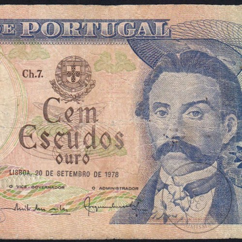100 Escudos 1978 Camilo Castelo Branco, 100$00 20/09/1978 Plate: 7 - Bank of Portugal (C) - Pick 169