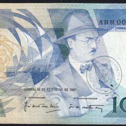 100 Escudos 1987 Fernando Pessoa 12/02/1987, 100$00 Cem Escudos 12/02/1987 Chapa:9 Banco de Portugal, (C), Pick 179b