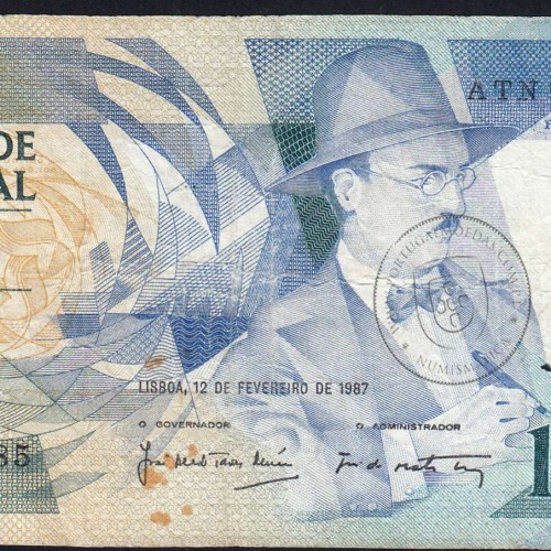 100 Escudos 1987 Fernando Pessoa 12/02/1987, 100$00 Cem Escudos 12/02/1987 Chapa:9 Banco de Portugal, (C), Pick 179b