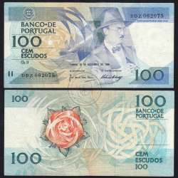 100 Escudos 1988 Fernando Pessoa 24/11/1988, 100$00 Cem Escudos 24/11/1988 Chapa:9 Banco de Portugal, (C), Pick 179f