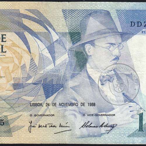 100 Escudos 1988 Fernando Pessoa 24/11/1988, 100$00 Cem Escudos 24/11/1988 Chapa:9 Banco de Portugal, (C), Pick 179f