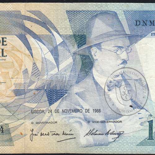 100 Escudos 1988 Fernando Pessoa 24/11/1988, 100$00 Cem Escudos 24/11/1988 Chapa:9 Banco de Portugal, (C), Pick 179f