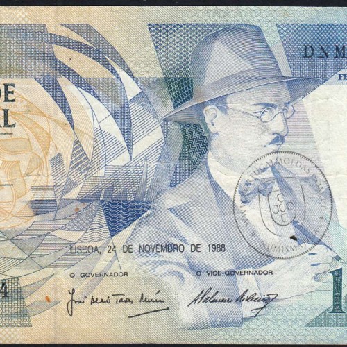 100 Escudos Fernando Pessoa 24.11.1988, One Hundred Escudos 24 november 1988 Plate 9 - Bank of Portugal, (C), Pick 179f