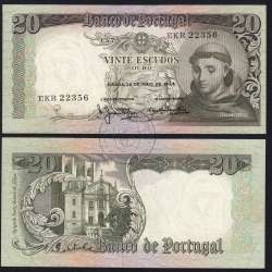 Nota de 20 Escudos 1964 Santo António, 20$00 26/05/1964 Chapa: 7 - Banco de Portugal (Circulada), Pick 167