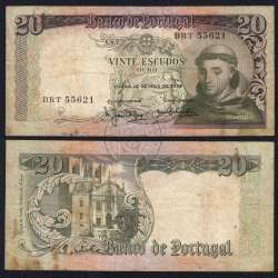 Nota de 20 Escudos 1964 Santo António, 20$00 26/05/1964 Chapa: 7 - Banco de Portugal (Circulada), Pick 167