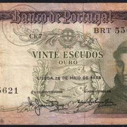 Nota de 20 Escudos 1964 Santo António, 20$00 26/05/1964 Chapa: 7 - Banco de Portugal (Circulada), Pick 167