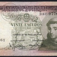 20 Escudos Banknote 1964 Saint Anthony, 20$00 26/05/1964 Plate: 7 - Bank of Portugal (Circulated), Pick 167