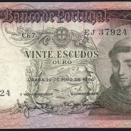 Nota de 20 Escudos 1964 Santo António, 20$00 26/05/1964 Chapa: 7 - Banco de Portugal (Circulada), Pick 167