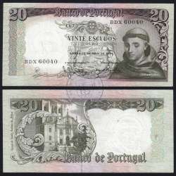 Nota de 20 Escudos 1964 Santo António, 20$00 26/05/1964 Chapa: 7 - Banco de Portugal (Circulada), Pick 167