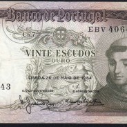 20 Escudos Banknote 1964 Saint Anthony, 20$00 26/05/1964 Plate: 7 - Bank of Portugal (Circulated), Pick 167