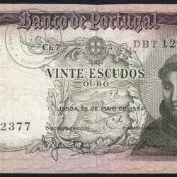 Nota de 20 Escudos 1964 Santo António, 20$00 26/05/1964 Chapa: 7 - Banco de Portugal (Circulada), Pick 167