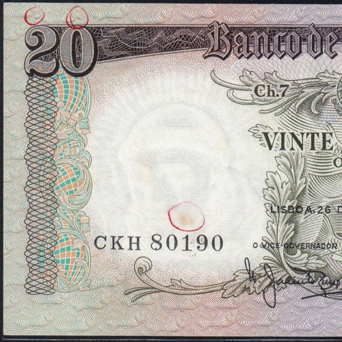 Nota de 20 Escudos 1964 Santo António, 20$00 26/05/1964 Chapa: 7 - Banco de Portugal (Circulada), Pick 167