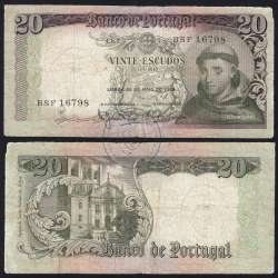 20 Escudos Banknote 1964 Saint Anthony, 20$00 26/05/1964 Plate: 7 - Bank of Portugal (Circulated), Pick 167