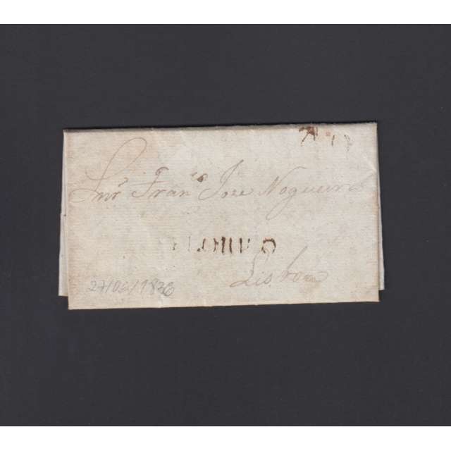Carta Pré-Filatélica circulada de Celorico "SELORICO" para Lisboa datada de 27-06-1836