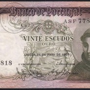 20 Escudos Banknote 1964 Saint Anthony, 20$00 26/05/1964 Plate: 7 - Bank of Portugal (Circulated), Pick 167