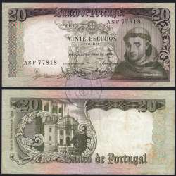 20 Escudos Banknote 1964 Saint Anthony, 20$00 26/05/1964 Plate: 7 - Bank of Portugal (Circulated), Pick 167