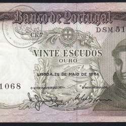 Nota de 20 Escudos 1964 Santo António, 20$00 26/05/1964 Chapa: 7 - Banco de Portugal (Circulada), Pick 167