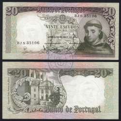 Nota de 20 Escudos 1964 Santo António, 20$00 26/05/1964 Chapa: 7 - Banco de Portugal (Pouco Circulada), Pick 167