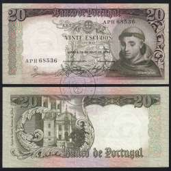 Nota de 20 Escudos 1964 Santo António, 20$00 26/05/1964 Chapa: 7 - Banco de Portugal (Pouco Circulada), Pick 167