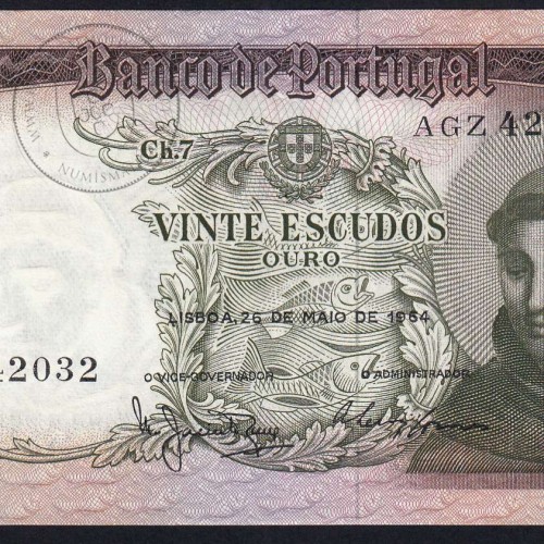 20 Escudos Banknote 1964 Saint Anthony, 20$00 26/05/1964 Plate: 7 - Bank of Portugal (Little Circulated), Pick 167