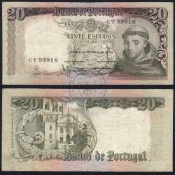 Nota de 20 Escudos 1964 Santo António, 20$00 26/05/1964 Chapa: 7 - Banco de Portugal (Circulada), Pick 167