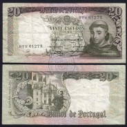 20 Escudos Banknote 1964 Saint Anthony, 20$00 26/05/1964 Plate: 7 - Bank of Portugal (Circulated), Pick 167