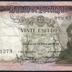 Nota de 20 Escudos 1964 Santo António, 20$00 26/05/1964 Chapa: 7 - Banco de Portugal (Circulada), Pick 167