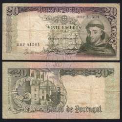 20 Escudos Banknote 1964 Saint Anthony, 20$00 26/05/1964 Plate: 7 - Bank of Portugal (Circulated), Pick 167