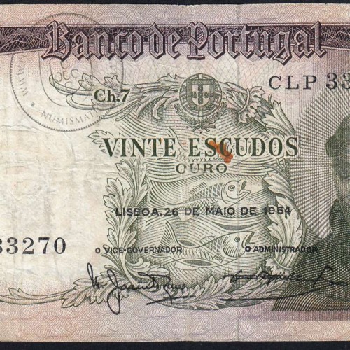 20 Escudos Banknote 1964 Saint Anthony, 20$00 26/05/1964 Plate: 7 - Bank of Portugal (Circulated), Pick 167