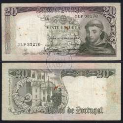 Nota de 20 Escudos 1964 Santo António, 20$00 26/05/1964 Chapa: 7 - Banco de Portugal (Circulada), Pick 167