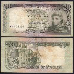 Nota de 20 Escudos 1964 Santo António, 20$00 26/05/1964 Chapa: 7 - Banco de Portugal (Circulada), Pick 167