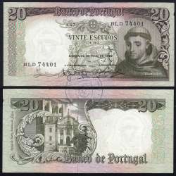 20 Escudos Banknote 1964 Saint Anthony, 20$00 26/05/1964 Plate: 7 - Bank of Portugal (Circulated), Pick 167