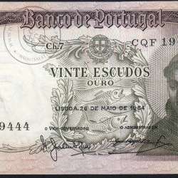 20 Escudos Banknote 1964 Saint Anthony, 20$00 26/05/1964 Plate: 7 - Bank of Portugal (Circulated), Pick 167