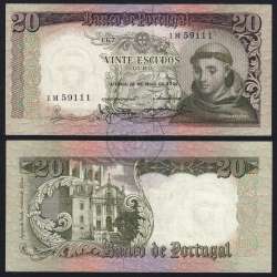 20 Escudos Banknote 1964 Saint Anthony, 20$00 26/05/1964 Plate: 7 - Bank of Portugal (Circulated), Pick 167