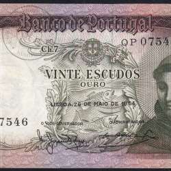20 Escudos Banknote 1964 Saint Anthony, 20$00 26/05/1964 Plate: 7 - Bank of Portugal (Circulated), Pick 167