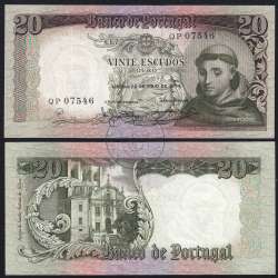 20 Escudos Banknote 1964 Saint Anthony, 20$00 26/05/1964 Plate: 7 - Bank of Portugal (Circulated), Pick 167