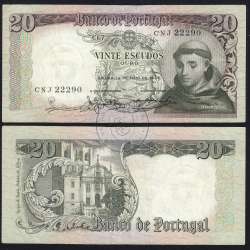 Nota de 20 Escudos 1964 Santo António, 20$00 26/05/1964 Chapa: 7 - Banco de Portugal (Circulada), Pick 167
