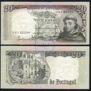 20 Escudos Banknote 1964 Saint Anthony, 20$00 26/05/1964 Plate: 7 - Bank of Portugal (Circulated), Pick 167