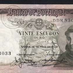 Nota de 20 Escudos 1964 Santo António, 20$00 26/05/1964 Chapa: 7 - Banco de Portugal (Circulada), Pick 167